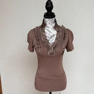 SPRING CLEANING! Elegant Brown Ruffled Women's Top